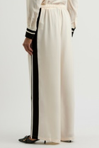 Frame Side-striped Silk Trousers Cream