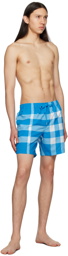 Burberry Blue Exaggerated Check Swim Shorts