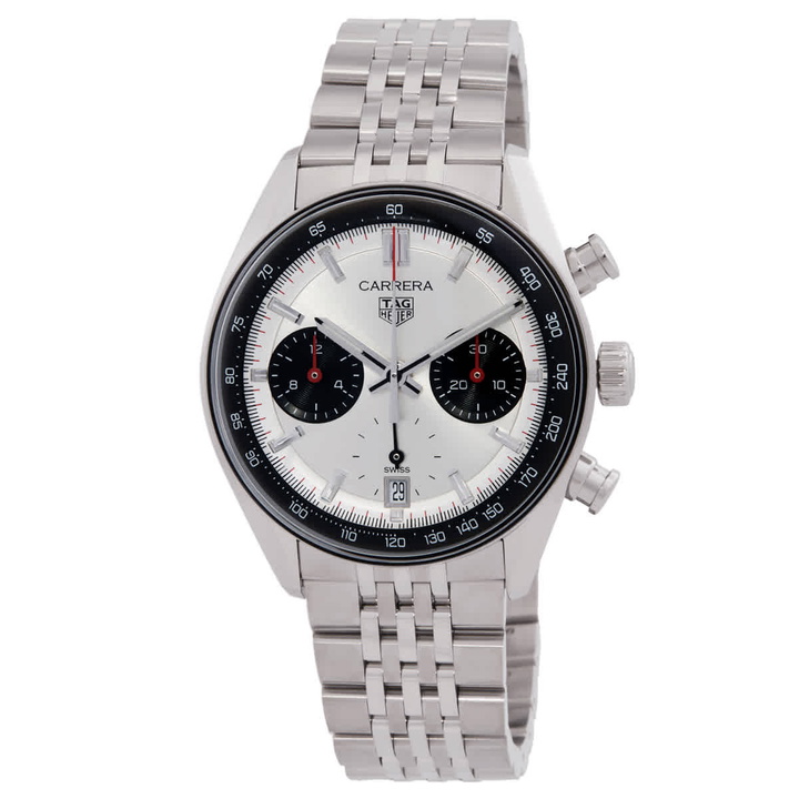 Photo: Tag Heuer Carrera Chronograph Automatic Silver Dial Mens Watch CBS2216.BA0048