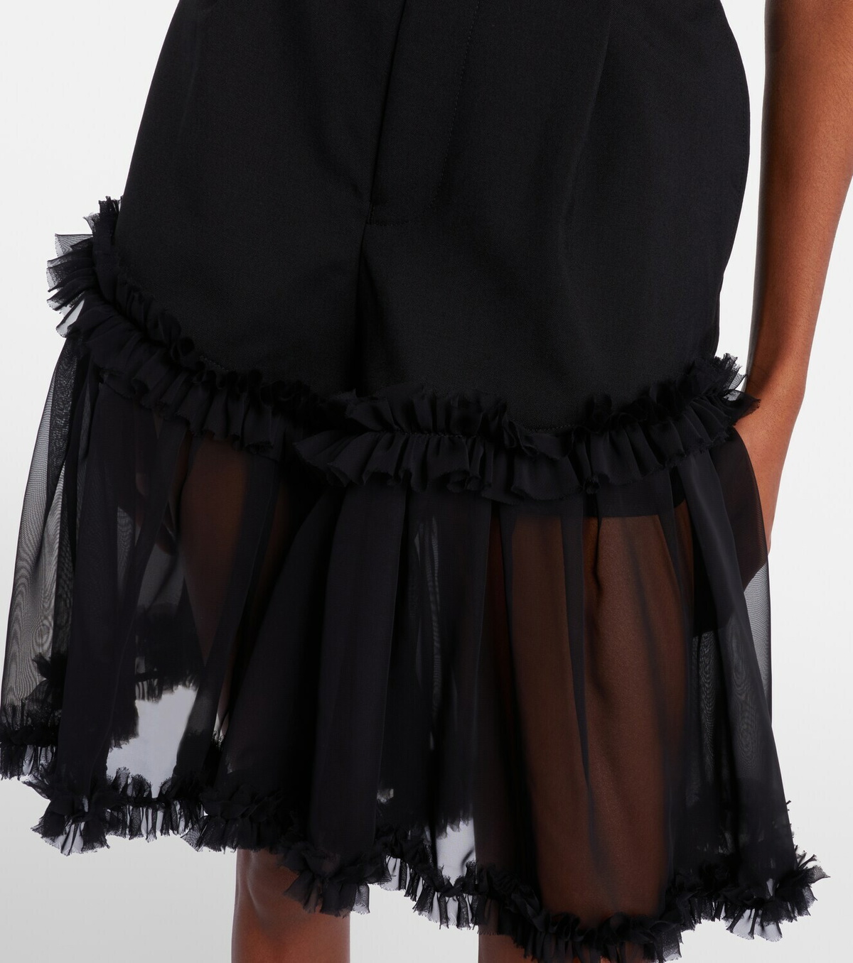 Noir Kei Ninomiya Ruffled tulle and wool shorts