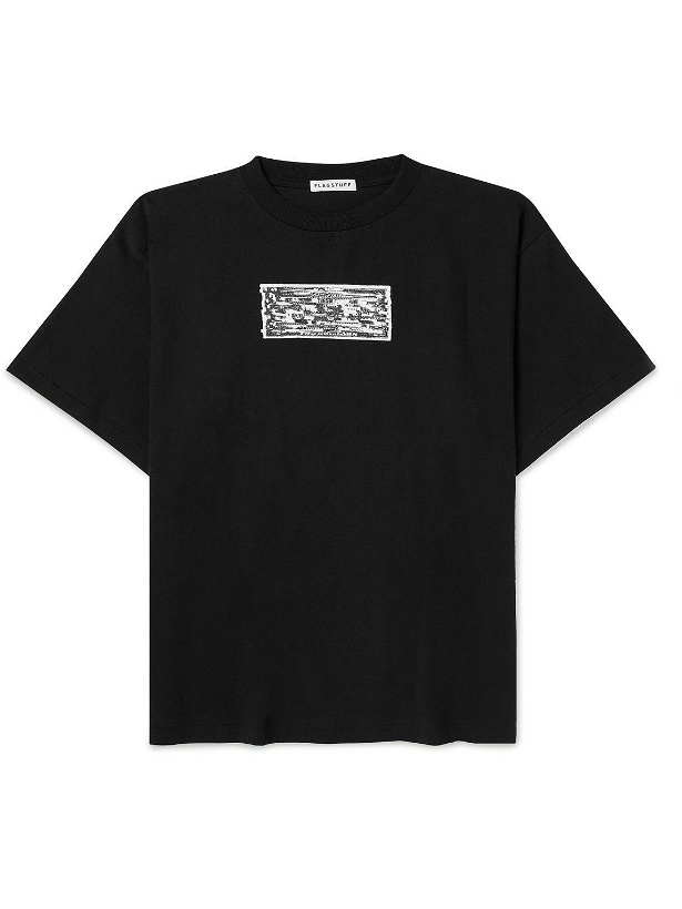 Photo: Flagstuff - Printed Cotton-Jersey T-Shirt - Black