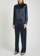 Olivia Von Halle Bacall Silk Pyjama set Navy