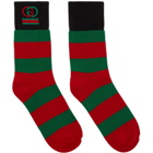 Gucci Red and Green Interlocking G Striped Socks