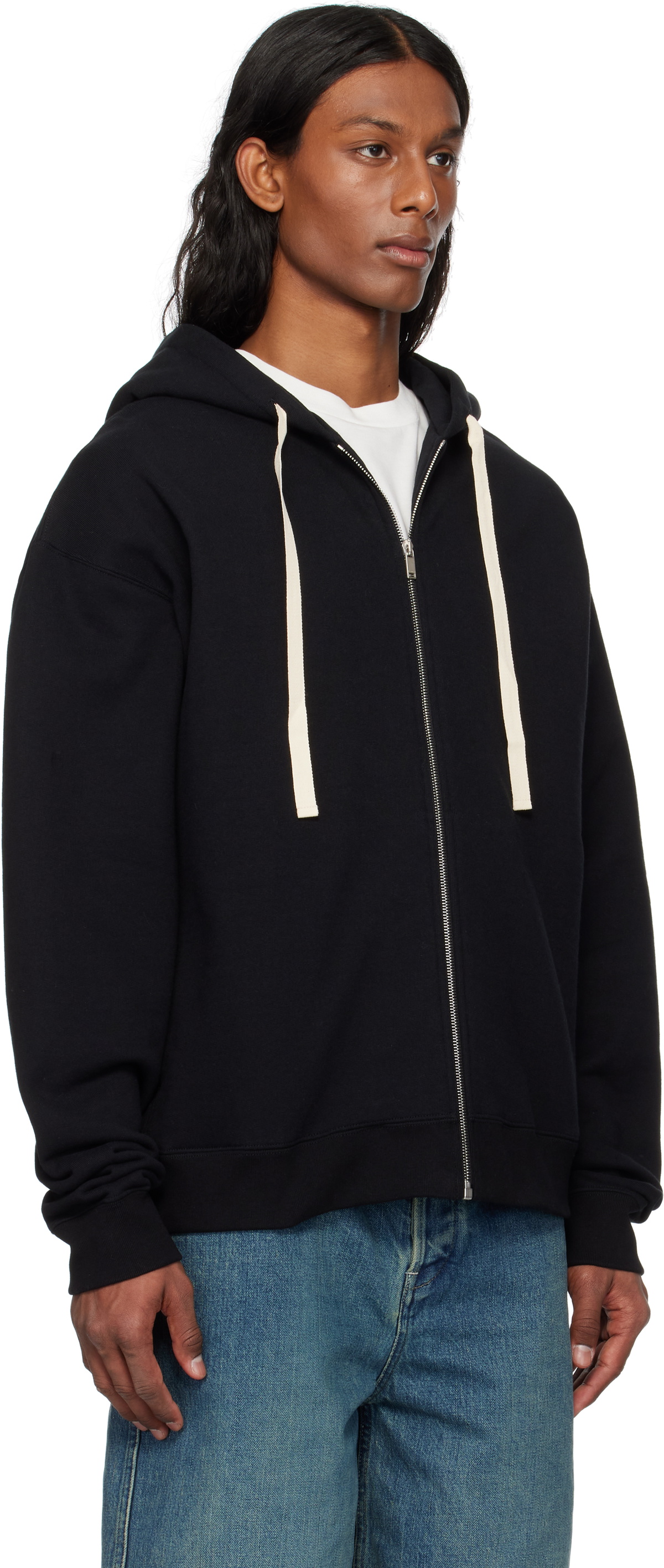 Jil Sander Black Zipped Hoodie