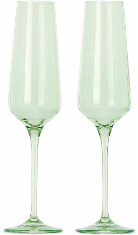Photo: Estelle Colored Glass Green Champagne Flute Glasses Set, 10 oz