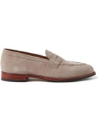 GRENSON - Lloyd Suede Penny Loafers - Brown