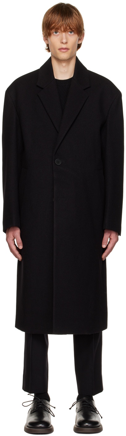 Solid Homme Black Minimal Coat Solid Homme