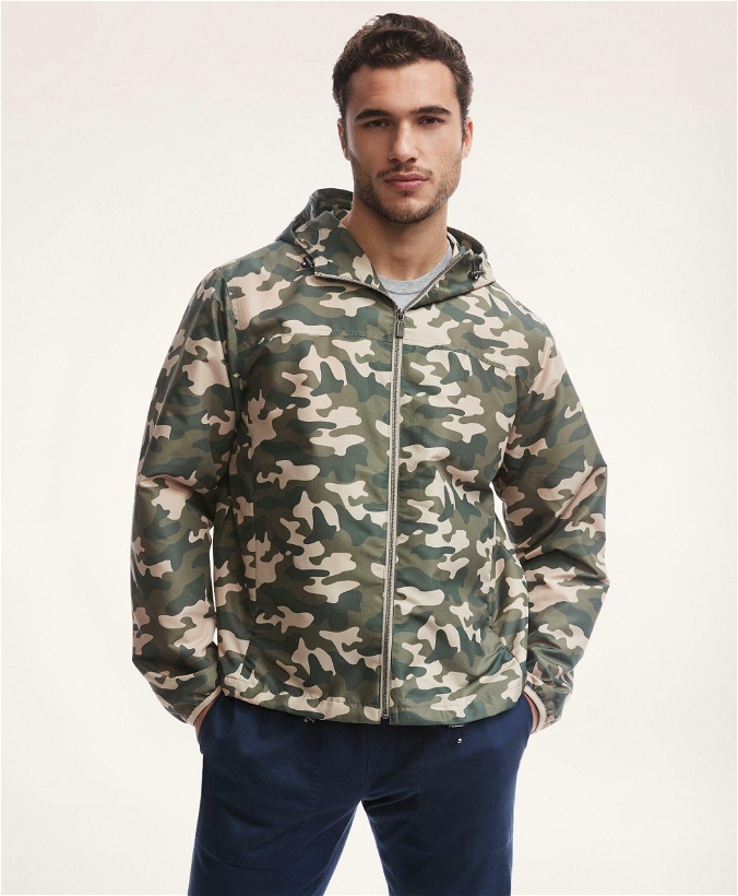 Photo: Brooks Brothers Men's Water Repellent Camouflage Windbreaker Sweater | Olive