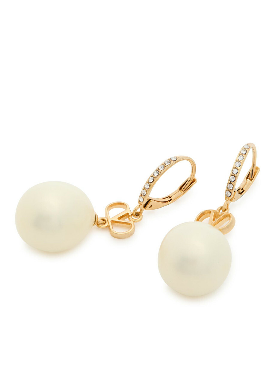 Valentino Vlogo Swarovski Crystal and Pearl Drop Earrings - One Size
