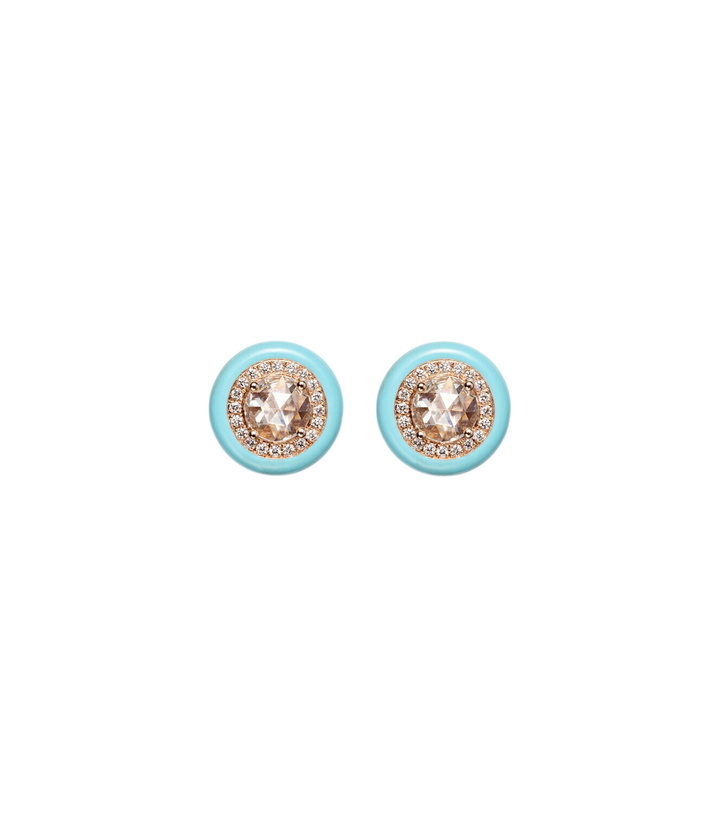 Photo: Kamyen 18kt rose gold and enamel earrings with diamonds