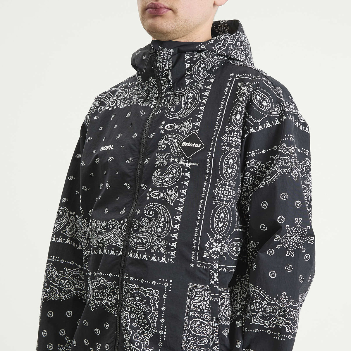 F.C. Real Bristol Men's Bandana Nylon Hooded Jacket in Black