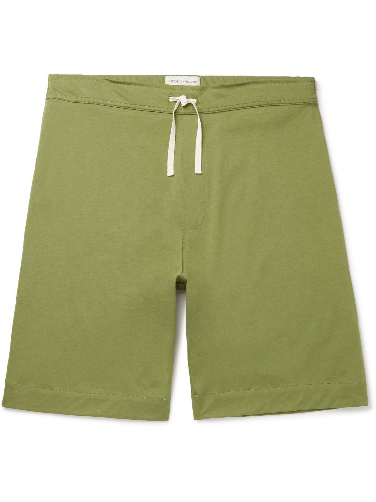Photo: OLIVER SPENCER LOUNGEWEAR - York Supima Cotton-Jersey Drawstring Shorts - Green