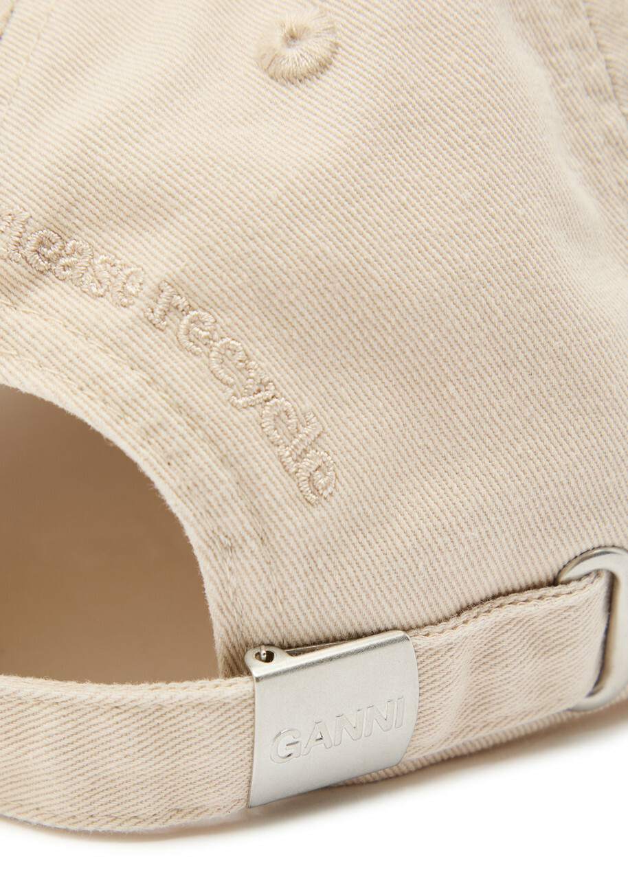 Ganni Logo-appliquéd Cotton cap - Cream - One Size