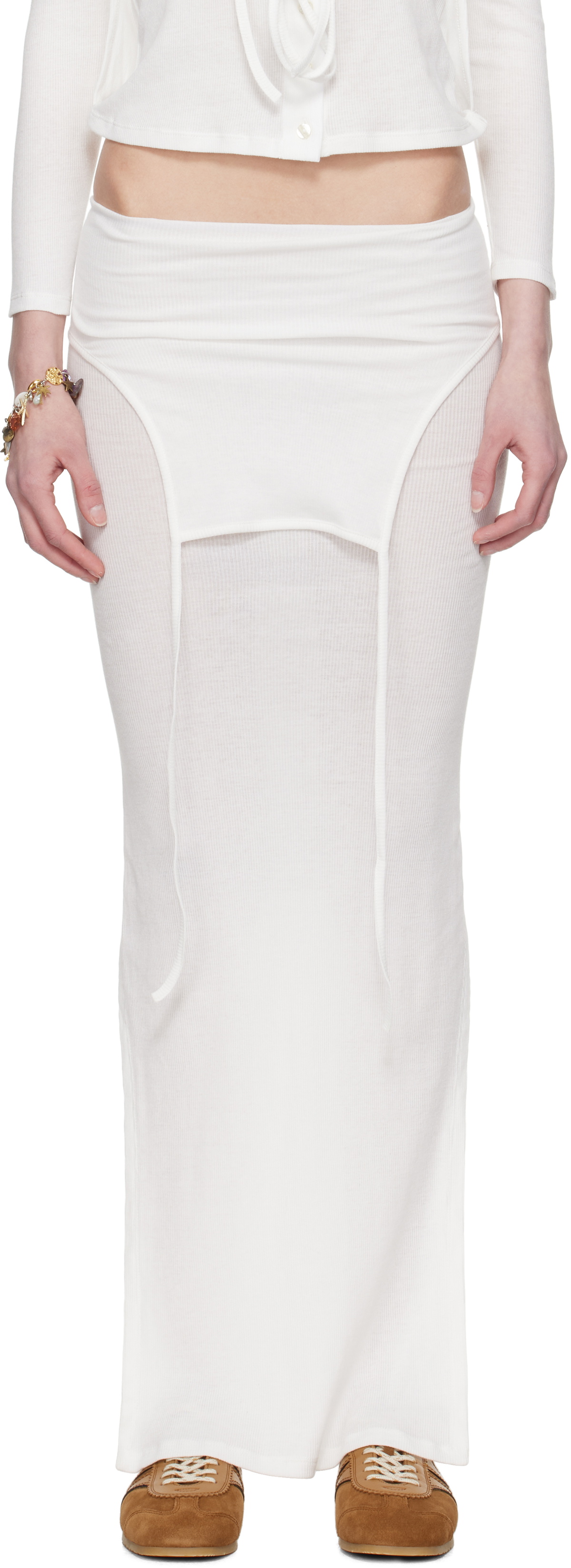 Eckhaus Latta White Flip Midi Skirt