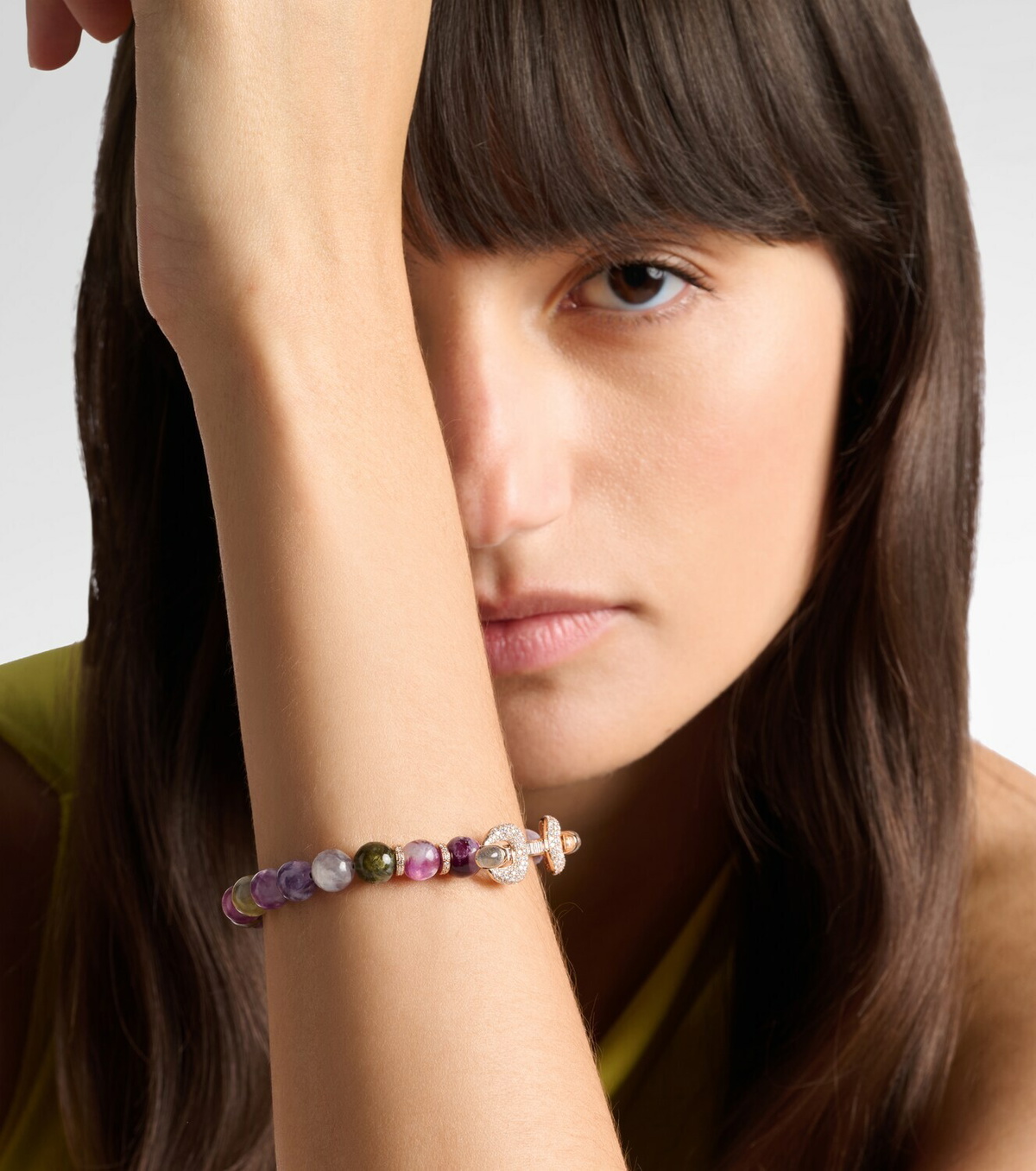 Ananya Chakra 18kt rose gold beaded bracelet with gemstones