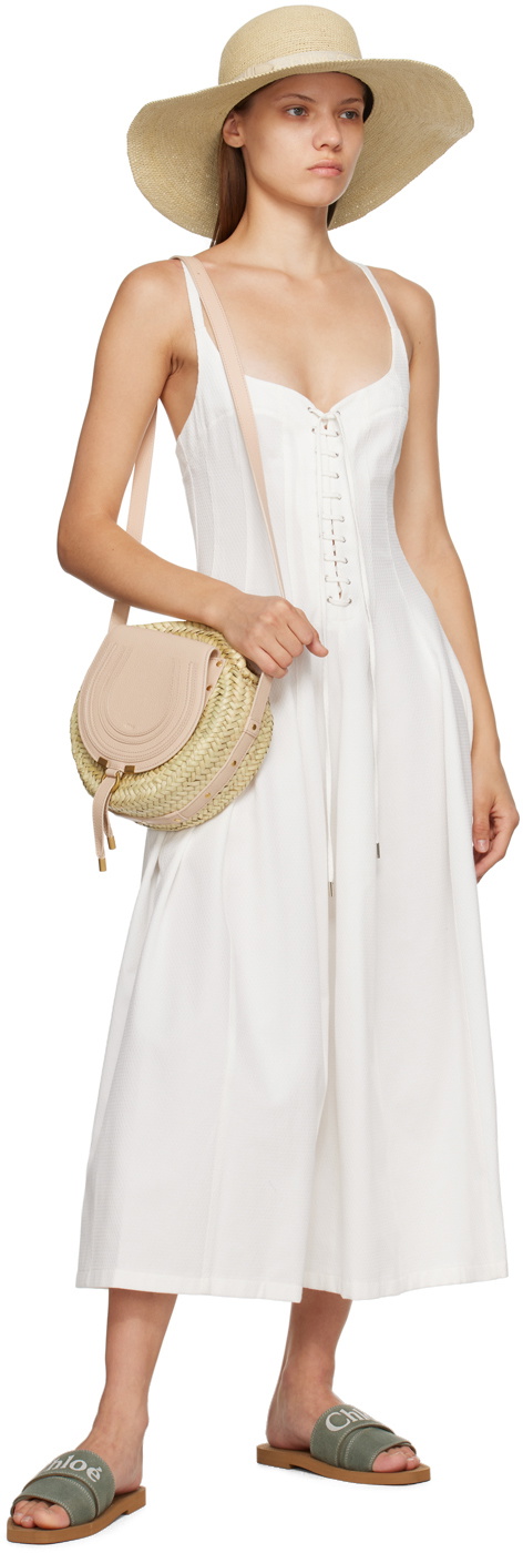 SALE♪エレガント*Chloe*コットン ミディドレス ホワイト マキシ Chloé White Lace-Up Midi Dress Chloe
