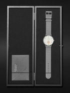 NOMOS Glashütte - Tangente 38 Date Schulhausweiß Limited Edition Hand-Wound 37.5mm Stainless Steel and Webbing Watch, Ref. No. 179.S11