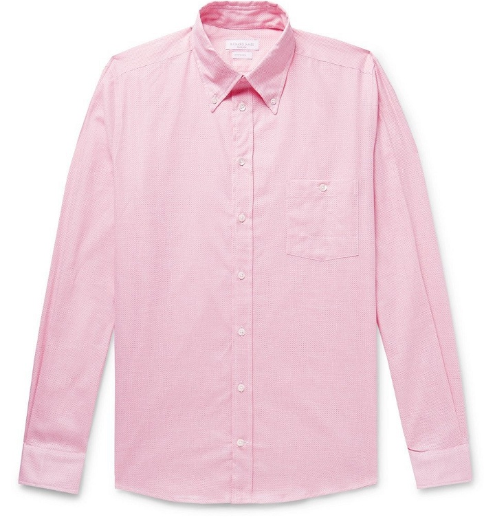 Photo: Richard James - Button-Down Collar Cotton-Mesh Shirt - Pink