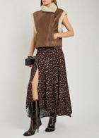 Isabel Marant Alime Shearling-trimmed Leather Sleeveless Jacket Brown
