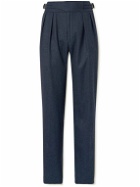 Rubinacci - Straight-Leg Pleated Wool-Flannel Suit Trousers - Blue