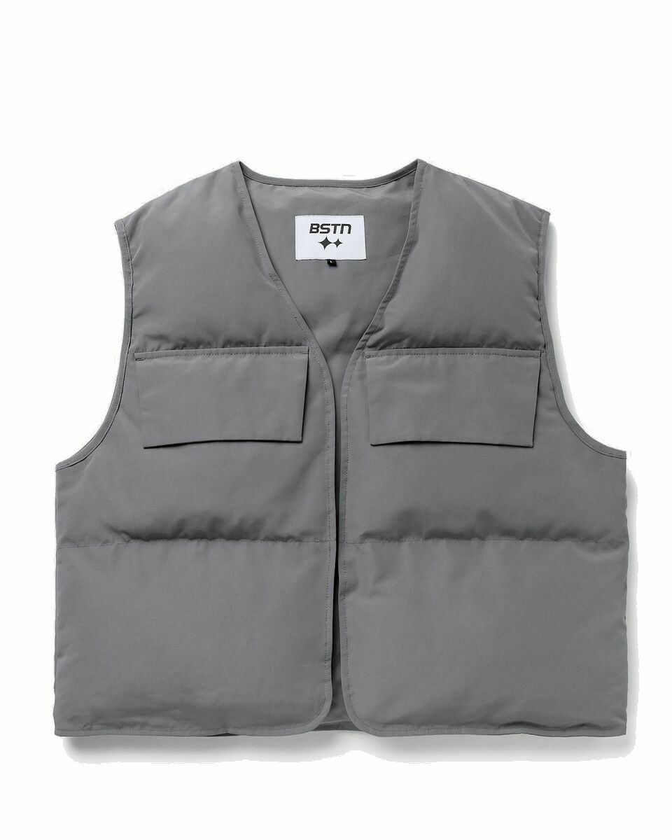 Photo: Bstn Brand Puffer Vest Grey - Mens - Vests