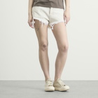 Rick Owens Women's Bias Cutoff Denim Shorts in Milk Wash