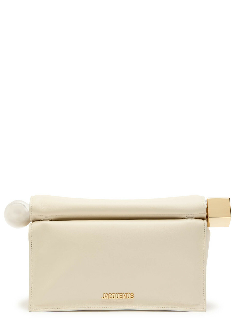 Jacquemus La Pochette Rond Carre Leather Clutch - Ivory - One Size