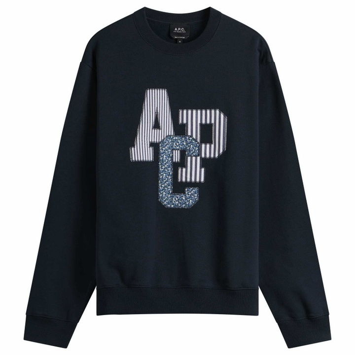 Photo: A.P.C. Men's Julien Applique Logo Sweatshirt in Dark Navy