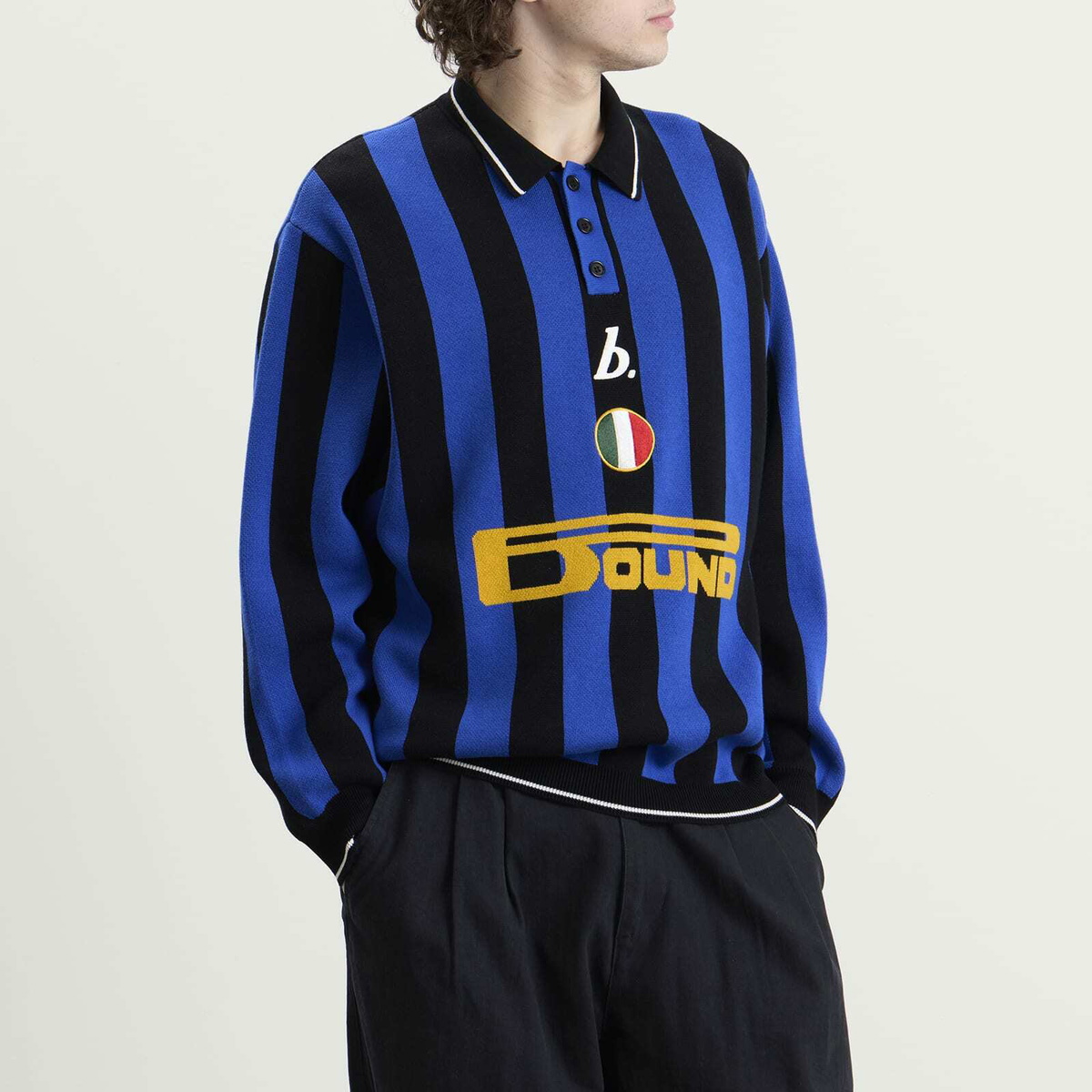 Bound Men's Zanetti Knit Football Shirt in Blue Stripe