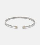 David Yurman Micro Cable Flex® sterling silver and 14kt gold cuff bracelet with diamonds