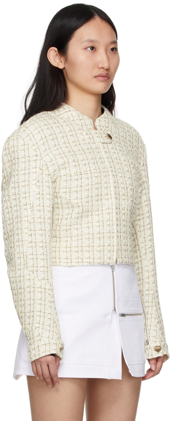 BONBOM Off-White Tweed Moto Jacket