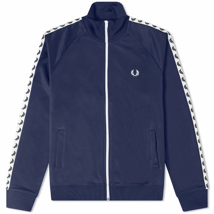 Photo: Fred Perry Men's Taped Track Jacket in Carbon Blue