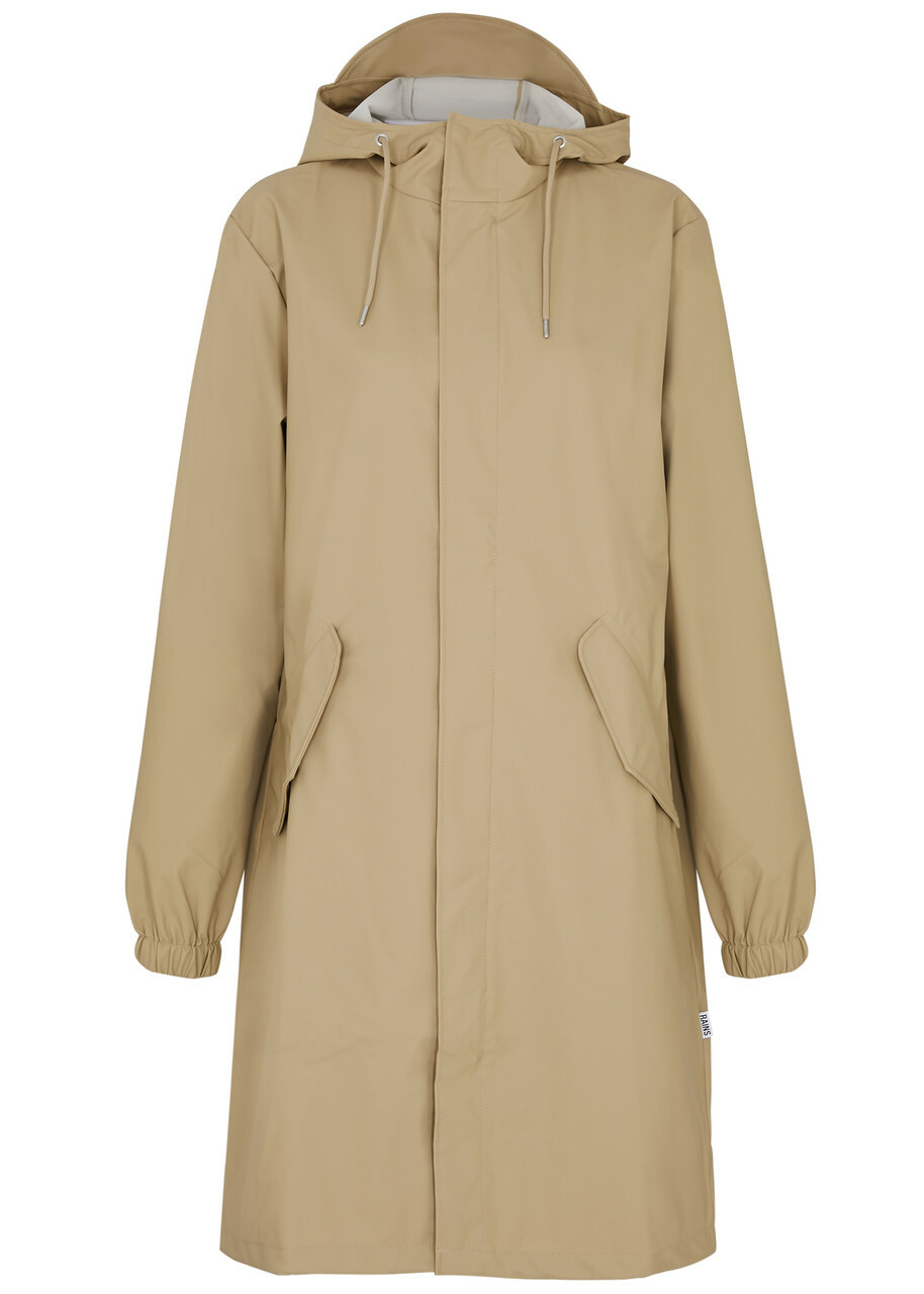 Rains Fishtail Hooded Rubberised Parka Beige