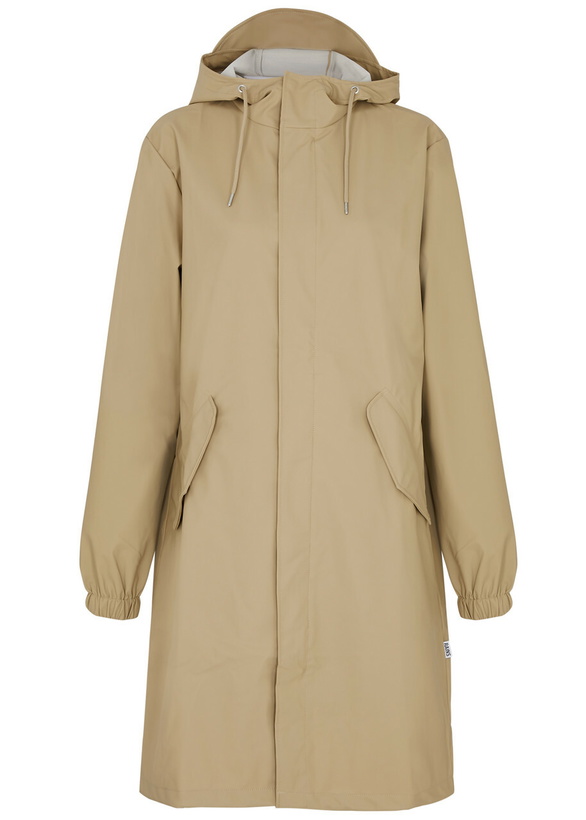 Photo: Rains Fishtail Hooded Rubberised Parka Beige