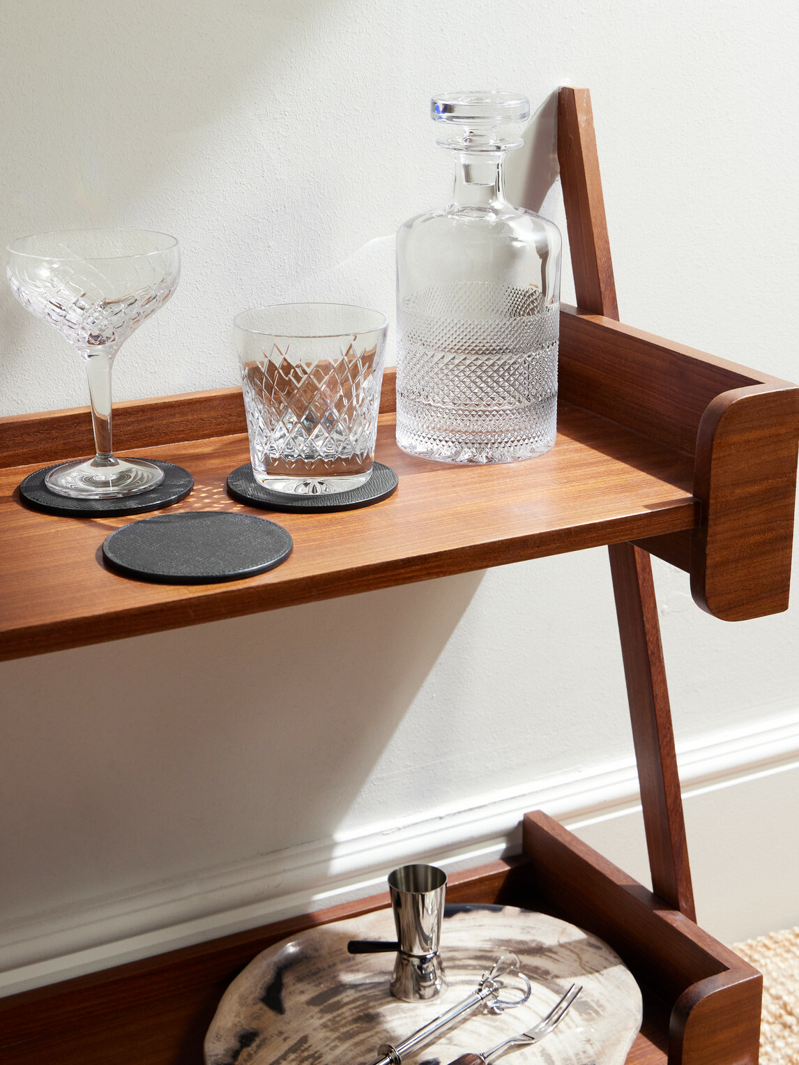 Smythson - Set of Six Panama Cross-Grain Leather Coasters