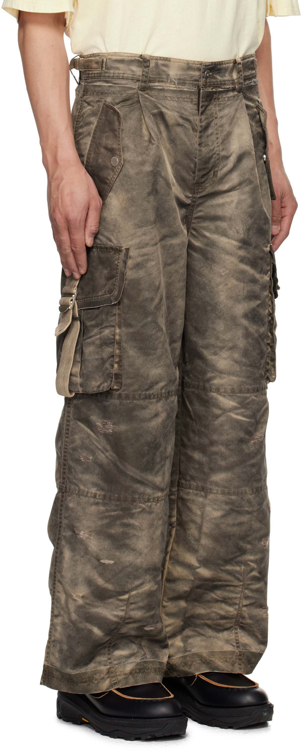 Feng Chen Wang Gray Sandwashed Cargo Pants