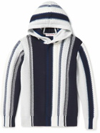 Orlebar Brown - Kirk Tanami Striped Crochet-Knit Cotton-Blend Hoodie - Blue