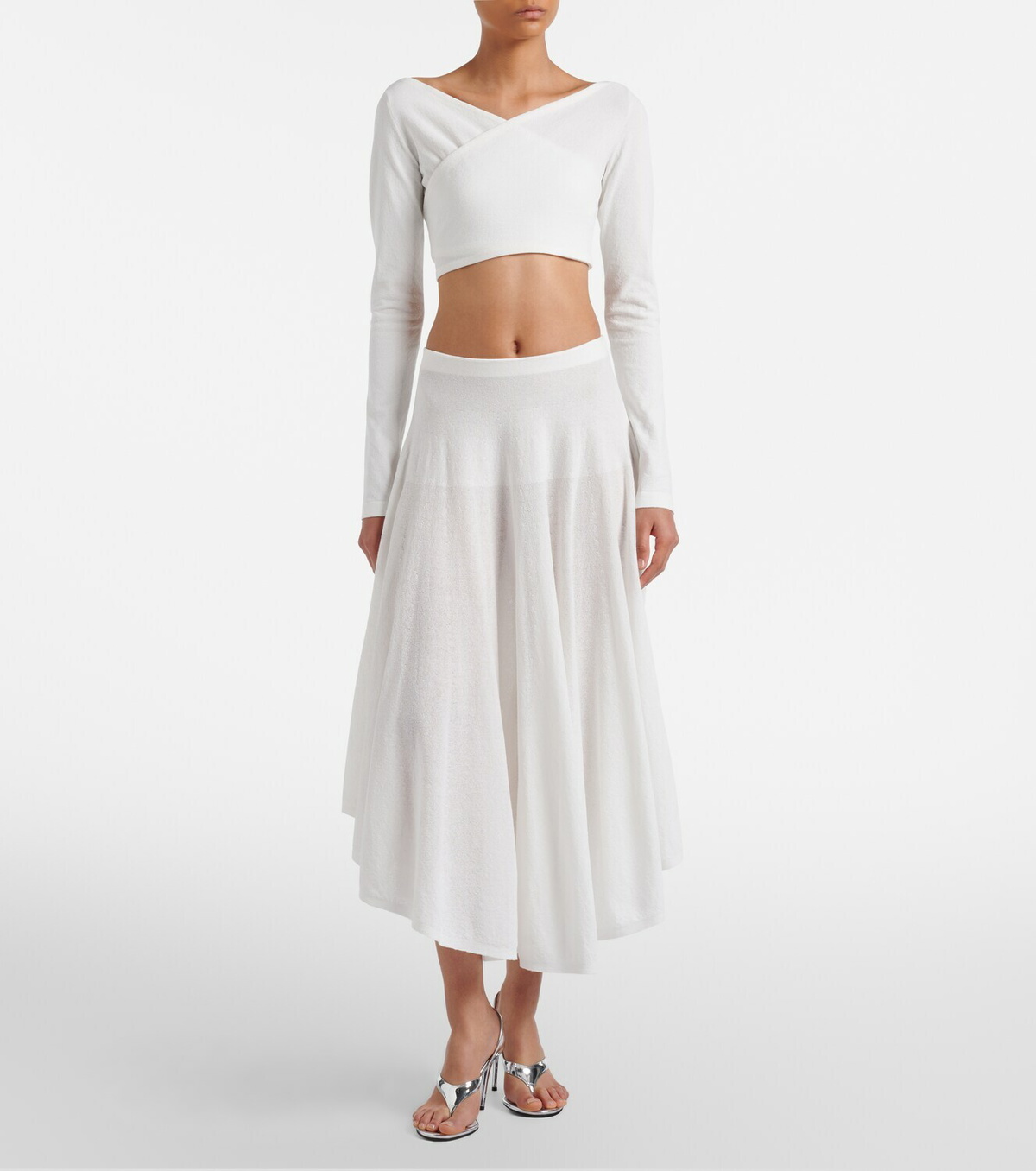 Alaïa Cotton-blend crêpe wrap top