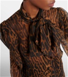 Nina Ricci Tie-neck leopard-print silk shirt