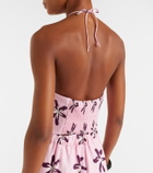 Cala de la Cruz Lodi floral halterneck linen crop top