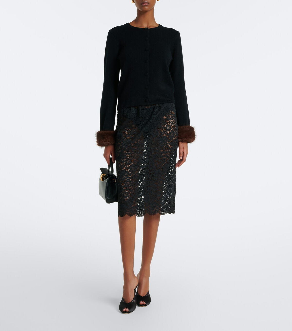 Dôen Nandette sheer lace midi skirt