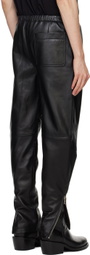 Dries Van Noten Black Drawstring Leather Pants