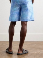 CDLP - Wide-Leg Printed TENCEL™ Lyocell and Linen-Blend Bermuda Shorts - Blue