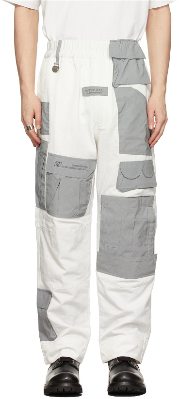 Photo: Xander Zhou White & Silver Nylon Patch Trousers