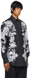 Valentino Black & White Poplin Dark Blooming Shirt