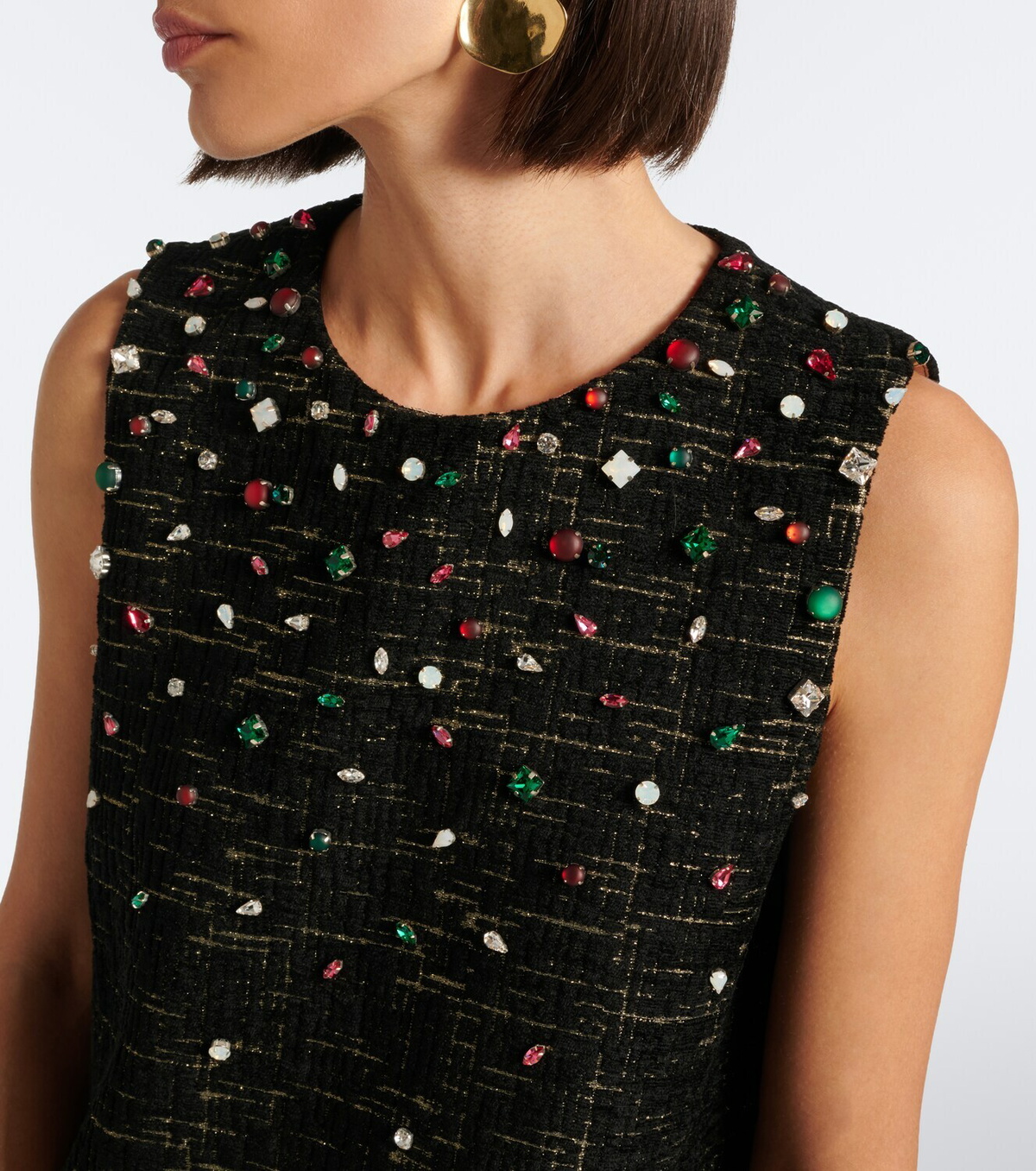 La DoubleJ La Scala embellished bouclé Lurex® top