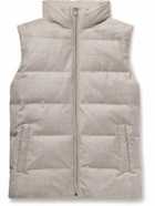 Yves Salomon - Leather-Trimmed Quilted Green Storm System® Wool and Silk-Blend Down Gilet - Gray