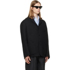 Jil Sander Gray Wool Chevron Jacket