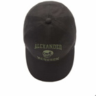 Alexander McQueen Men's Varsity Skull Logo Cap in Black/Khaki