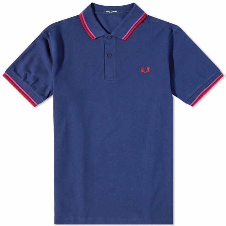 Photo: Fred Perry Authentic Men's Slim Fit Twin Tipped Polo Shirt in Navy/Red